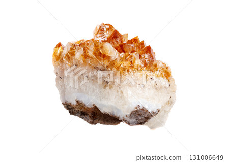 Polished Citrine Crystal on White Isolated Background Polished Citrine Crystal on White Isolated Background 131006649