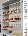 Elegant gourmet appetizers on skewers served at a luxury wedding or banquet reception 131007537