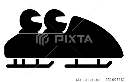 Silhouette illustration of two people riding a bobsled 131007681