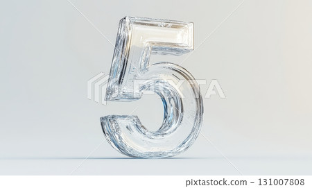 A transparent number five stands prominently in a clean, minimalist environment, reflecting light and creating intriguing shadows A transparent number five stands prominently in a clean, minimalist environment, reflecting light and creating intriguing shadows 131007808