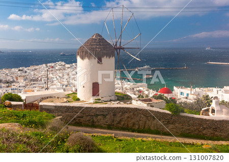 Windmill and coastal view in Mykonos, Mykonos, Greece 131007820