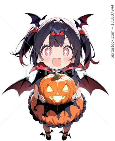 一個穿著萬聖節服裝的女孩的插圖 一個穿著萬聖節服裝的女孩的插圖 131007944