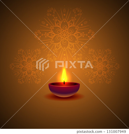 Diwali Festival Background with Diwali Diya illustration offers a stunning visual representation of the Festival of Lights, the warm glow of traditional Diwali diyas against a backdrop of festivities 131007949