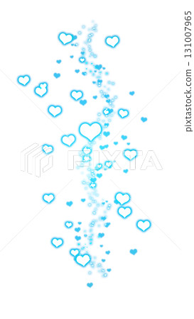 Curved composition of blue luminous heart particles floating on transparent background 131007965