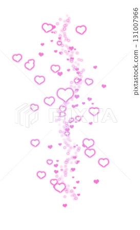 Curved expression of pink luminous heart particles floating on a transparent background Curved expression of pink luminous heart particles floating on a transparent background 131007966