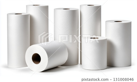 Quality paper towels stacked on a countertop for household use and cleaning Quality paper towels stacked on a countertop for household use and cleaning 131008046