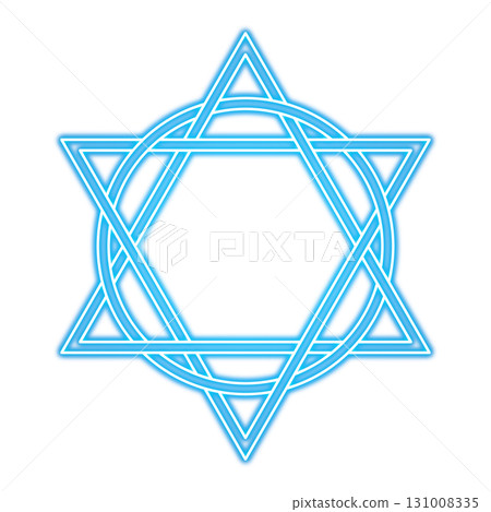 透明背景上放置的藍色發光六角星魔法圈 131008335