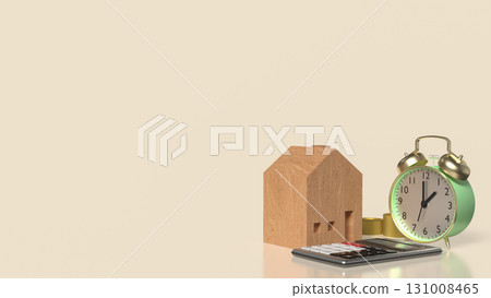 The Clock and House for Building or Property concept 3d Rendering. The Clock and House for Building or Property concept 3d Rendering. 131008465