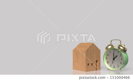 The Clock and House  for Building  or Property concept 3d Rendering. 131008466