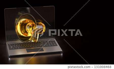 The Notebook and megaphone for Social media or podcast concept 3d Rendering. 131008468