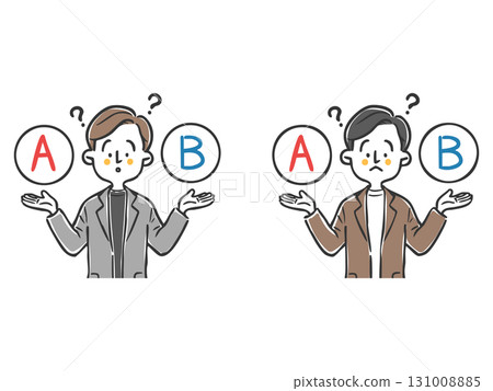 Businessman worried about choice (casual) upper body vector 131008885