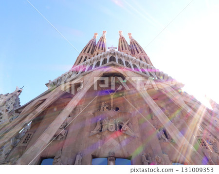 Spain, Barcelona, Sagrada Familia, Passion Facade, early morning in May 131009353