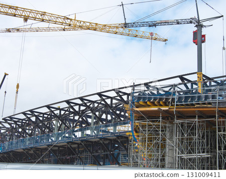 Spain, Barcelona, Camp Nou construction, sunny day in May 131009411