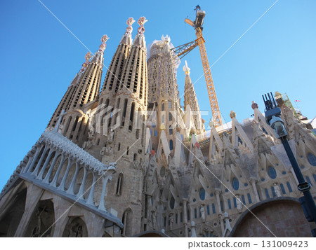 Spain, Barcelona, Sagrada Familia, Passion Facade, early morning in May 131009423