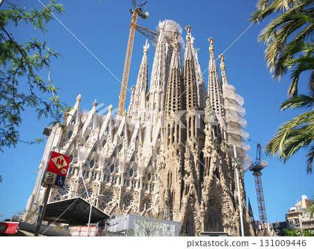 西班牙，巴塞隆納，聖家堂，聖誕立面，五月清晨 131009446