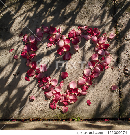 用落下的櫻花花瓣做成的浪漫心形 用落下的櫻花花瓣做成的浪漫心形 131009674