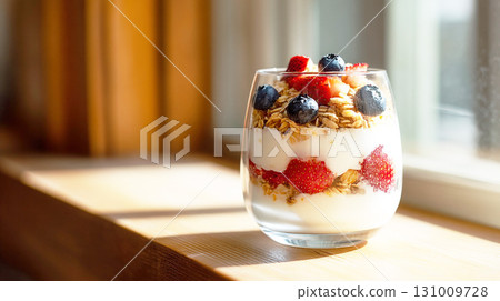 Berry and Granola Yogurt Parfait 131009728