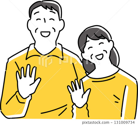Elderly men and women greeting with a smile 131009734