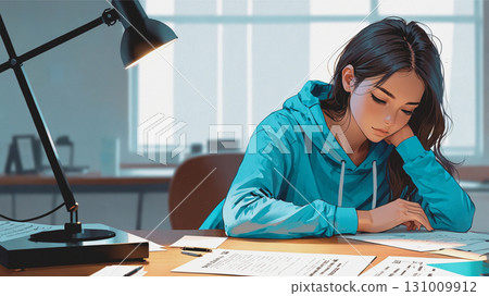 A woman studying 131009912