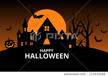 spooky halloween night haunted house background 131010098