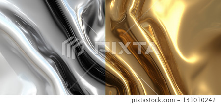Abstract metallic background in gold and silver with a beautiful flowing sheen 131010242