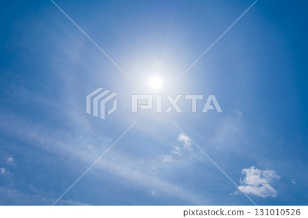 White clouds and sun halo phenomenon in the blue sky White clouds and sun halo phenomenon in the blue sky 131010526