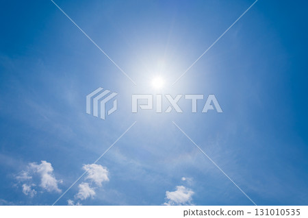 White clouds and sun halo phenomenon in the blue sky White clouds and sun halo phenomenon in the blue sky 131010535