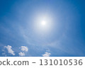 藍天中的白雲和太陽光暈現象 131010536