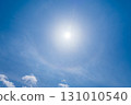 藍天中的白雲和太陽光暈現象 131010540
