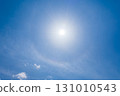 藍天中的白雲和太陽光暈現象 131010543