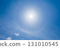 藍天中的白雲和太陽光暈現象 131010545