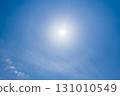 藍天中的白雲和太陽光暈現象 131010549