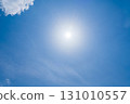 藍天中的白雲和太陽光暈現象 131010557