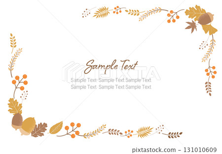 橡實和秋葉角框（棕色，秋天主題） 131010609