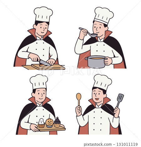 Chef coloring book page with transparency features chef in uniform and hat preparing food 131011119