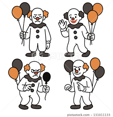 Coloring book coloring page clown holding balloon transperency happy sad emotion 131011133