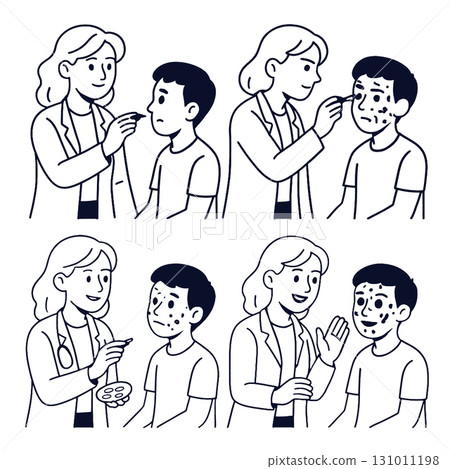 Doctor boy chickenpox examination treatment happy recovery healthcare cartoon Doctor boy chickenpox examination treatment happy recovery healthcare cartoon 131011198