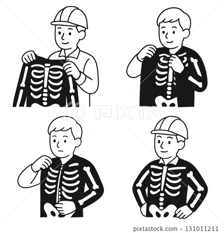 Coloring book coloring page transparency construction worker skeleton costume illustration 131011211