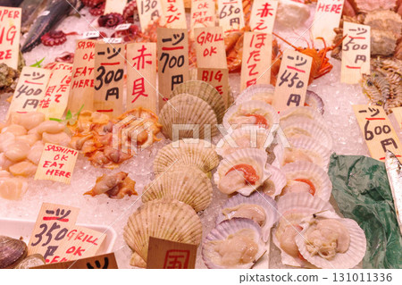 Shops in Nishiki Market, a Kyoto tourist attraction Shops in Nishiki Market, a Kyoto tourist attraction 131011336