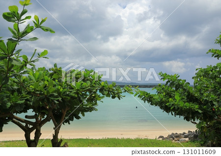 People swimming in the beautiful blue sea off the beach in front of Hatoma Island People swimming in the beautiful blue sea off the beach in front of Hatoma Island 131011609