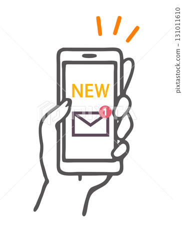 Simple vector illustration of a smartphone with an email 131011610