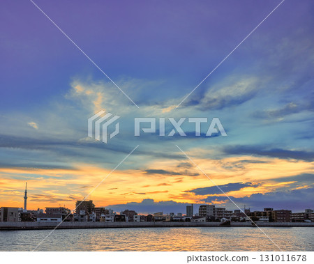 Clouds dyed in the sunset and Skytree as seen from Nakagawa River Clouds dyed in the sunset and Skytree as seen from Nakagawa River 131011678