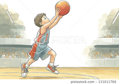 Male basketball player making a shot 131011768