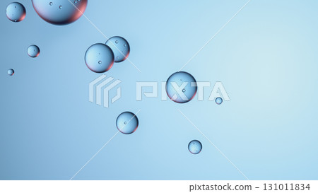 Transparent spheres resembling molecules or skincare serum drops. Modern minimal style 131011834