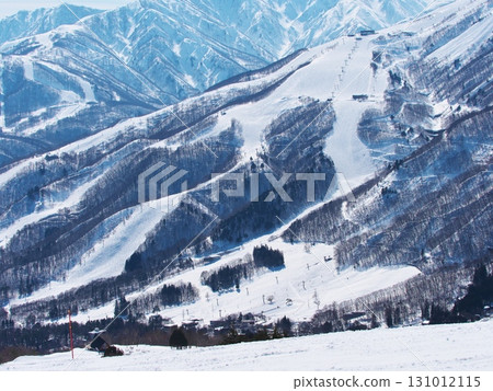 View of Hakuba Happo-one Ski Resort from the Iwatake summit terrace in winter 131012115