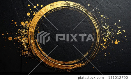 Elegant circle (background material of gold and black Japanese style image) 131012790