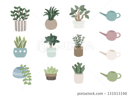 一套室內植物和一個噴壺 131013198