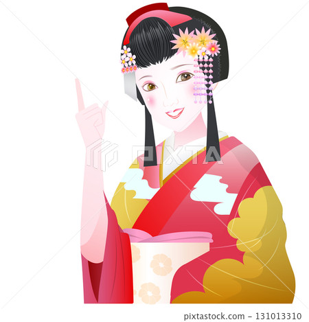 Maiko posing with her index finger Maiko posing with her index finger 131013310