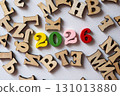 Colorful Numbers and Wooden Letters for New Year Celebration 2026 131013880