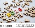 Colorful Wooden Letters with New Year 2026 Theme on White Background 131013882